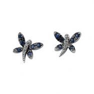 Picture of 14K White Gold Pair 14kw Black Rhodium Plated Genuine Blue Sapphire And Diamond Earring