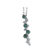 Picture of 14K White Gold Genuine Emerald And Diamond Necklace