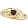 14K Yellow Gold Genuine Mozambique Garnet Heart Ring