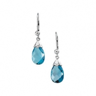 Picture of 14K White Gold Pair 12x8 Genuine Swiss Blue Topaz Earring