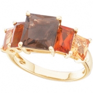 Picture of 14K Yellow Gold 5x4 6x4 8x8 Genuine Madeira Citrine And Smoky Quartz Ring