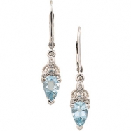 Picture of 14K White Gold Pair 8x5 Genuine Aquamarine And Diamond Earring