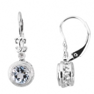 Picture of 14K White Gold Pair Genuine Aquamarine And Gh I1 Diamond Earrings