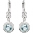 Sterling Silver Pair Genuine Aquamarine And Hi I2 Diamond Earrings