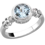 Picture of 14K White Gold Genuine Aquamaring And Gh I1 Diamond Ring