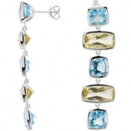 Picture of Sterling Silver Pair Genuine Sky Blue Topaz And Lime Quartz Earrings