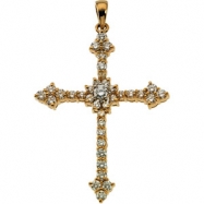 Picture of 14K Yellow Gold Cross Pendant With Diamond