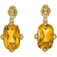 Picture of 14K Yellow Gold Pair .06 Genuine Citrine And Diamond Earrings  Diamond quality AA (I1 clarity G-I color)