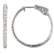 Picture of Platinum Diamond White 1 Pair Polished Inside-Outside Hoop Earrings