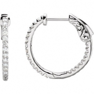Picture of Platinum Diamond White 1/2 Pair Polished Inside-Outside Hoop Earrings