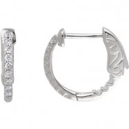 Picture of Platinum Diamond White 1/4 Pair Polished Inside-Outside Hoop Earrings