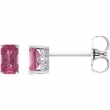14kt White Complete with Stone Pink Tourmaline 05.00X03.00 mm Pair Polished Pink Tourmaline Earrings With Backs