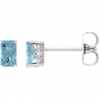 14kt White Complete with Stone Aquamarine 05.00X03.00 mm Pair Polished Aquamarine Earrings With Backs