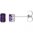 14kt White Complete with Stone Amethyst 05.00X03.00 mm Pair Polished Amethyst Earrings With Backs