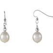 Sterling Silver EARRING Complete with Stone NONE NA 10.00-11.00 MM FRESHWATER CULTURED PEARL Polished FW CULTURED PEARL DROP EARRING