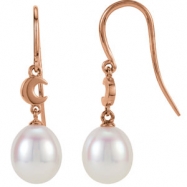 Picture of 14kt Rose EARRINGS Complete with Stone NONE DROP 06.50 MM PEARL Polished FRESHWATER CULT PRL DROP EARRI