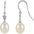 14kt White EARRINGS Complete with Stone NONE DROP 06.50 MM PEARL Polished FRESHWATER CULT PRL EARRINGS