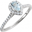 14kt White Ring Complete with Stone NONE Pear 06.00X04.00 MM NONE Polished 3/8CTW DIA & AQUAMARINE RING