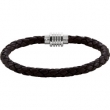 Stainless Steel 09.00 Inch Black Black Leather Bracelet