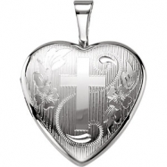 Picture of Sterling Silver Pendant Complete No Setting 12.50X12.00 MM Polished HEART LOCKET WITH CROSS
