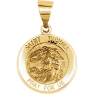 Picture of 14kt Yellow Pendant Complete No Setting 14.75 MM Polished ROUND HOLLOW ST. MICHAEL MEDAL
