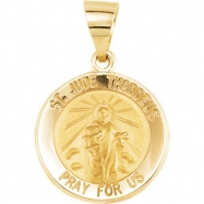 Picture of 14kt Yellow Pendant Complete No Setting 14.75 MM Polished ROUND HOLLOW ST. JUDE MEDAL