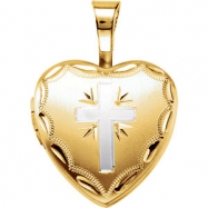 Picture of Gold Plated Sterling 12.50X12.00 MM Polished HEART CROSS LOCKET