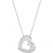 14kt White NECKLACE Complete with Stone ROUND VARIOUS Diamond Polished 1/4CTW DIA HEART NECKLACE
