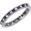 14kt White Band Complete with Stone 07.00 SQUARE 01.60 mm SAPPHIRE AND DIAMOND Polished 1/4CTW ETERNITY BAND