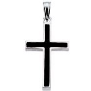 Picture of Sterling Silver 24.00X16.00 MM Polished CROSS W/BLACK EPOXY