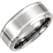 Picture of Titanium 11.00 09.00 MM DOUBLE SILVER INLAY BEVELLED  POLISHED BAND