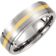 Picture of Titanium/14kt Yellow 12.50 07.00 MM SATIN AND POLISHED 14kt GOLD INLAY RIDGED BAND