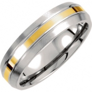 Picture of Titanium/14kt Yellow 09.50 06.00 MM POLISHED 14kt GOLD INLAY SATIN DOMED BND