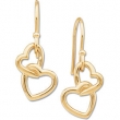 14kt Yellow 16.50X9.50 MM PAIR Polished METAL HOOK HEART EARRING
