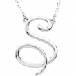 14kt White S 16" Polished SCRIPT INITIAL NECKLACE