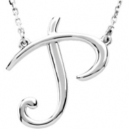Picture of Sterling Silver P 16" Polished SCRIPT INITIAL NECKLACE