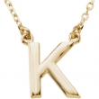 14kt Yellow K 16" Polished BLOCK INITIAL NECKLACE
