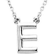 Picture of Sterling Silver E 16" Polished BLOCK INITIAL NECKLACE