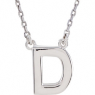 Picture of Sterling Silver D 16" Polished BLOCK INITIAL NECKLACE