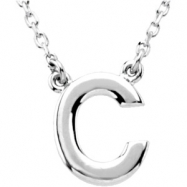 Picture of Sterling Silver C 16" Polished BLOCK INITIAL NECKLACE