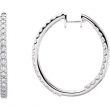 14kt White 3 CTW Pair 3CTW Diamond Inside-Outside Hoop Earrings