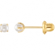 Picture of 14kt Yellow PAIR 03.00 MM Polished SIM CREAM PEARL EARRING