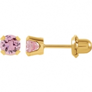 Picture of 14kt Yellow 05.00 MM Polished INVERNESS PINK CZ EARRING