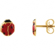 Picture of 14kt Yellow EARRING W/PACKAGING Complete No Setting 07.00X06.00 MM Polished YOUTH LADYBUG EAR W/BACKS