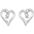 14kt White PAIR .04 CT TW Polished DIAMOND HEART EARRING