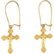 14kt Yellow PAIR 13.00X09.00 MM Polished EARWIRE W/CRUCIFIX