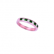 Picture of Emerald and Diamond Princess Cut Band Ring