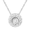 Bezel Diamond Pendant Necklace White Gold