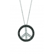 Black & White Diamond Peace Sign Pendant Necklace