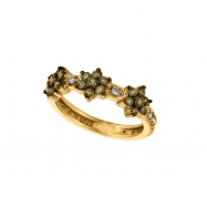 Picture of Three flower champagne & white diamond ring